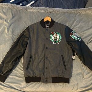 NBA Boston Celtics Black and Gray Varsity Jacket